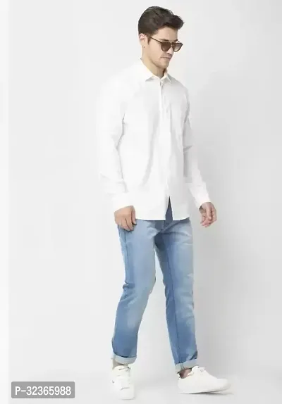 Reliable White Cotton Solid Long Sleeves Casual Shirt For Men