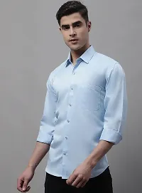 Reliable Blue Cotton Solid Long Sleeves Casual Shirt For Men-thumb2