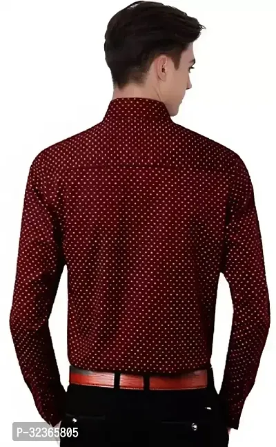 Reliable Maroon Cotton Printed Long Sleeves Casual Shirt For Men-thumb4