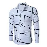 Reliable White Cotton Printed Long Sleeves Casual Shirt For Men-thumb2