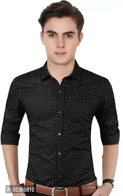 Reliable Black Cotton Printed Long Sleeves Casual Shirt For Men-thumb0