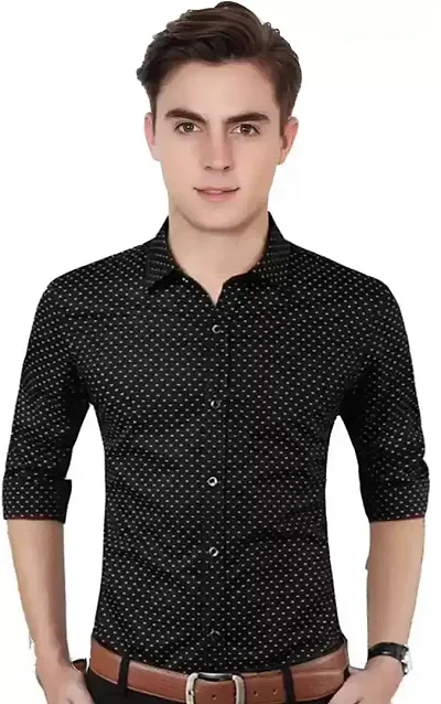 MensRegular Fit Full Sleeve Casual Wear Dot Shirt