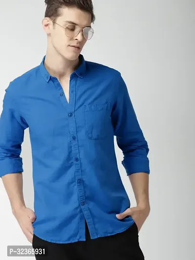 Reliable Teal Cotton Solid Long Sleeves Casual Shirt For Men