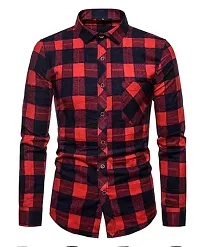 Reliable Multicoloured Cotton Checked Long Sleeves Casual Shirt For Men-thumb1