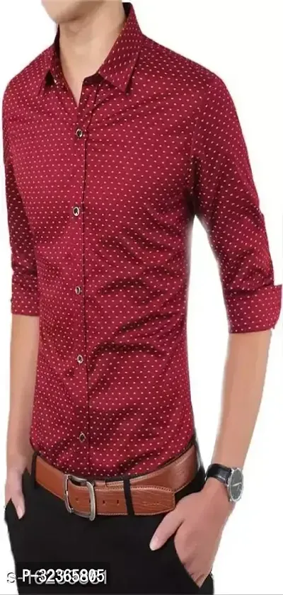 Reliable Maroon Cotton Printed Long Sleeves Casual Shirt For Men-thumb2