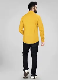 Reliable Golden Cotton Solid Long Sleeves Casual Shirt For Men-thumb2