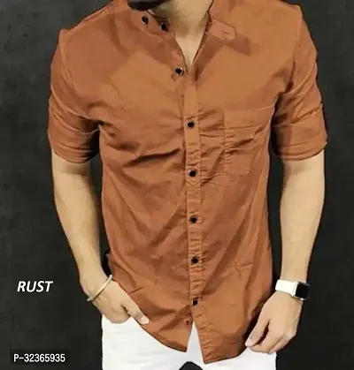 Reliable Brown Cotton Solid Long Sleeves Casual Shirt For Men-thumb3