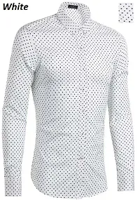 Reliable White Cotton Blend Printed Long Sleeves Casual Shirt For Men-thumb3