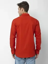 Reliable Red Cotton Solid Long Sleeves Casual Shirt For Men-thumb1