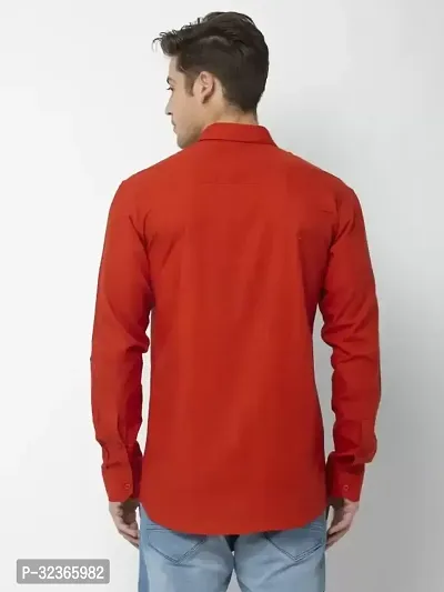 Reliable Red Cotton Solid Long Sleeves Casual Shirt For Men-thumb2