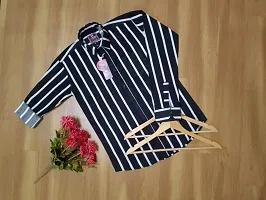 Reliable Black Cotton Striped Long Sleeves Casual Shirt For Men-thumb3