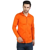 Reliable Orange Cotton Solid Long Sleeves Casual Shirt For Men-thumb2