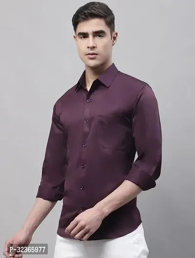 Reliable Purple Cotton Solid Long Sleeves Casual Shirt For Men