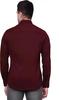 Reliable Maroon Cotton Solid Long Sleeves Casual Shirt For Men-thumb2