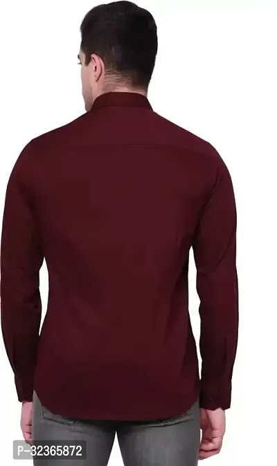 Reliable Maroon Cotton Solid Long Sleeves Casual Shirt For Men-thumb3