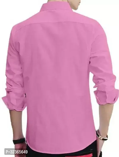 Reliable Pink Cotton Solid Long Sleeves Casual Shirt For Men-thumb2