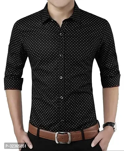 Reliable Black Cotton Printed Long Sleeves Casual Shirt For Men-thumb0