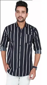 Reliable Multicoloured Cotton Striped Long Sleeves Casual Shirt For Men-thumb2