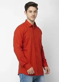 Reliable Red Cotton Solid Long Sleeves Casual Shirt For Men-thumb3