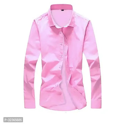 Reliable Pink Cotton Solid Long Sleeves Casual Shirt For Men-thumb0