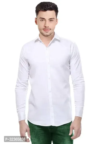 Reliable White Cotton Solid Long Sleeves Casual Shirt For Men-thumb3