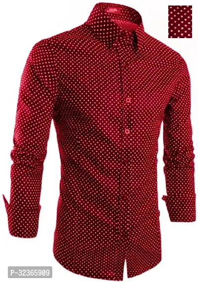 Reliable Maroon Cotton Printed Long Sleeves Casual Shirt For Men-thumb4