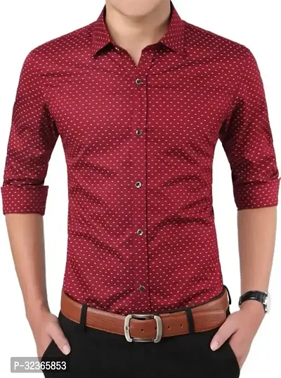 Reliable Maroon Cotton Printed Long Sleeves Casual Shirt For Men