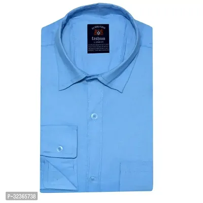 Reliable Blue Cotton Solid Long Sleeves Casual Shirt For Men-thumb0