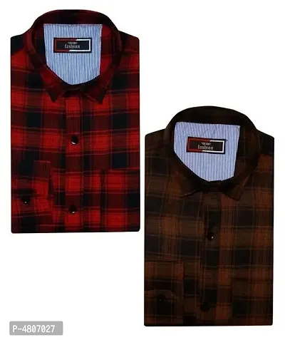 Men's Premium Check Long Sleeves Regular Fit Casual Shirts Combo Of 2-thumb0