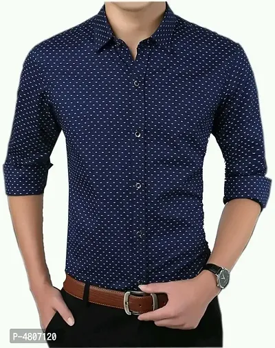 Men's Premium Dotted Long Sleeves Regular Fit Casual Shirts-thumb0