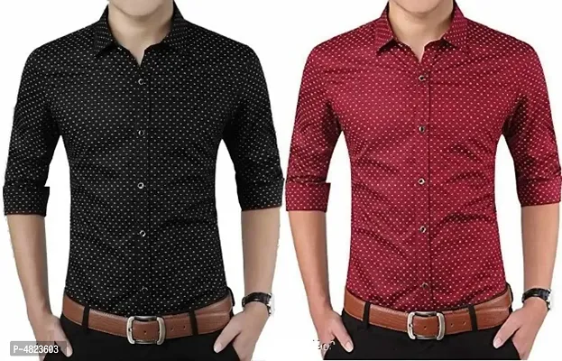 Multicoloured Cotton Blend Printed Casual Shirts For Men
