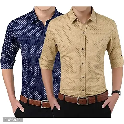 Multicoloured Cotton Blend Printed Casual Shirts For Men-thumb0