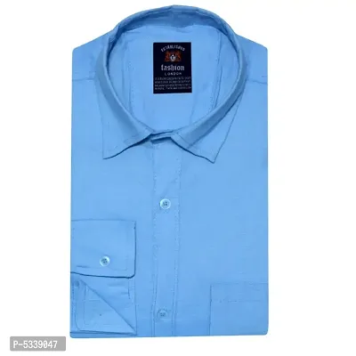 Blue Cotton Solid Casual Shirts For Men