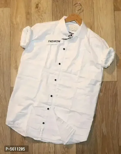 Fashion Plain Shirt For Men (White)-thumb0
