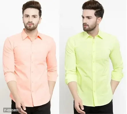 Multicoloured Cotton Solid Casual Shirts For Men-thumb0