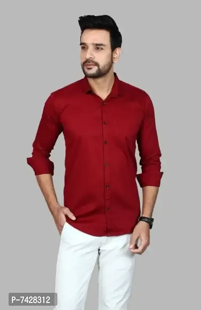 Maroon Cotton Solid Casual Shirts For Men-thumb0
