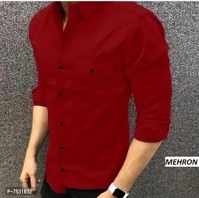 Maroon Cotton Solid Casual Shirts For Men-thumb1