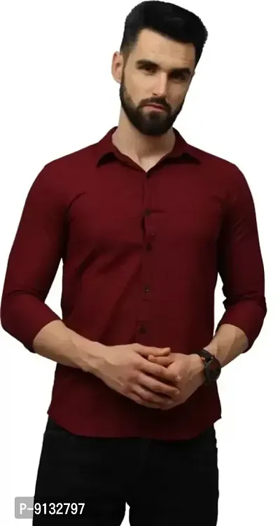 Stylish Maroon Solid Long Sleeves Shirt For Men-thumb0