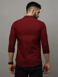 Stylish Maroon Solid Long Sleeves Shirt For Men-thumb3