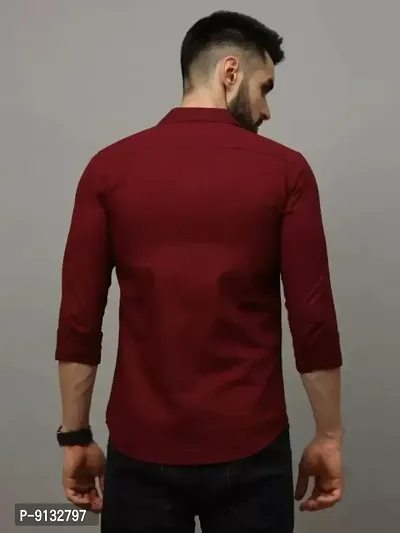 Stylish Maroon Solid Long Sleeves Shirt For Men-thumb4