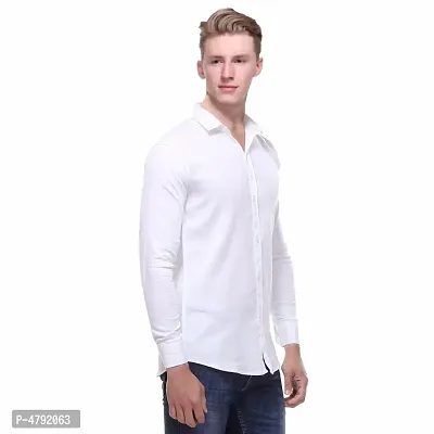 White Cotton Solid Casual Shirts For Men-thumb6
