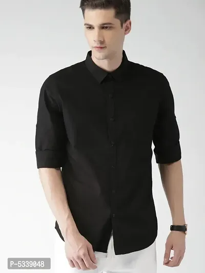 Men's Regular Fit Cotton Plain Casual Shirt-thumb0