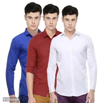 Classic Cotton Solid Casual Shirts for Men, Pack of 3-thumb0