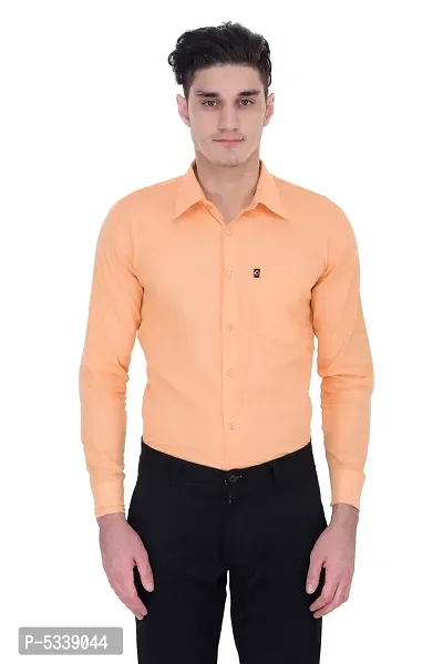 Stylish Beige Solid Long Sleeves Shirt For Men-thumb3