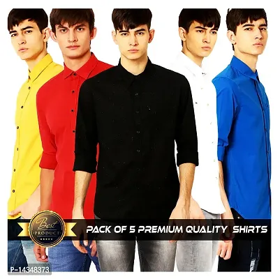 Men's Multicoloured Cotton Shirts Combo Of 5