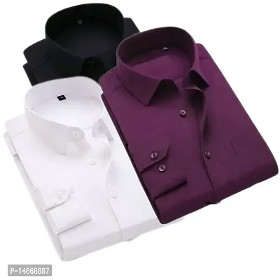 Classic Multicoloured Cotton Solid Casual Shirts For Men Pack Of 3