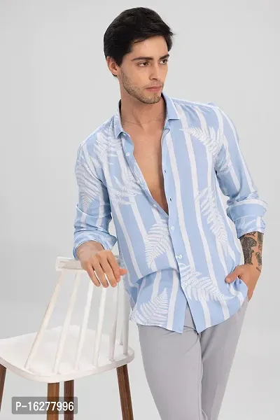 Blue Polycotton Printed Casual Shirts For Men-thumb3