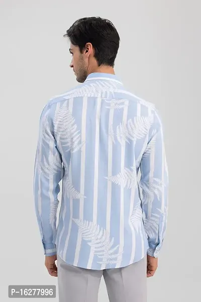 Blue Polycotton Printed Casual Shirts For Men-thumb2