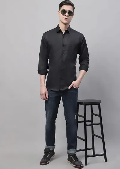 Reliable Blend Solid Long Sleeves Casual Shirt For Men