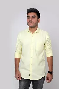 Yellow Cotton Solid Casual Shirts For Men-thumb3